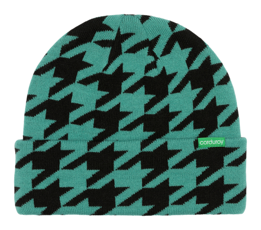 HOUNDSTOOTH BEANIE - TEAL